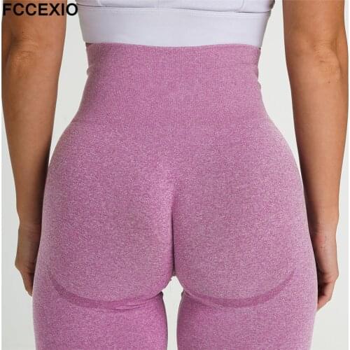 FCCEXIO High Waist Seamless Leggings Push Up Leggins Sport Women Fitness Running Gym Pants Energy Leggings Sport Girl Leggins
