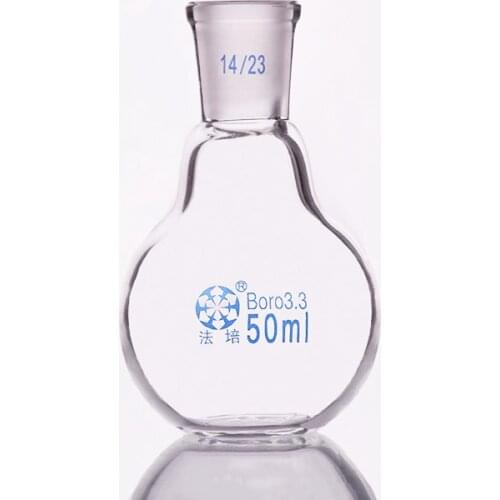Single standard mouth flat-bottomed flask,Capacity 50ml and joint 14/23,Single neck flat flask,Boiling flask