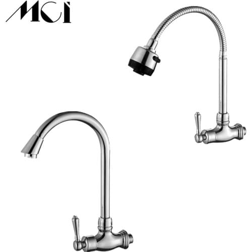 360 Degree Rotatable Home Single Handle Deck Mounted Cold Water Chrome Kitchen Faucet Brass Wall Mounted Tap Basin faucet Mci