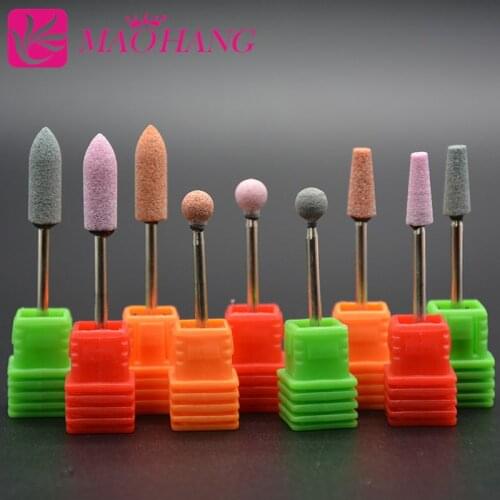 MAOHANG 9pcs/lot Ceramic Stone Nail Drill Bit Milling Cutter For Electric Manicure Machine Accessory Tools