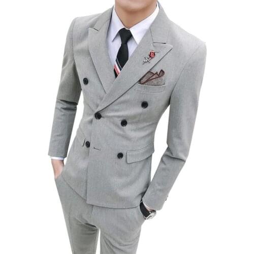 Handsome Groomsmen Peak Lapel Groom Tuxedos Mens Wedding Dress Man Jacket Blazer Prom Dinner (Jacket+Pants+Tie) A102