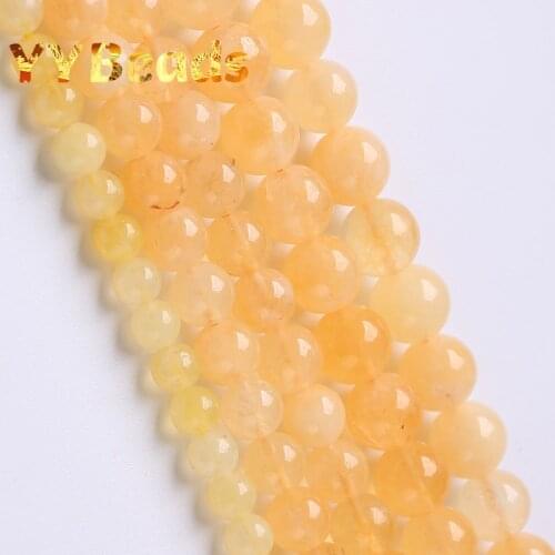 Natural Yellow Citrines Round Beads For Jewellery Making Loose Spacer Stone Bead Diy Bracelet Accessories 6 8 10mm 15" Wholesale