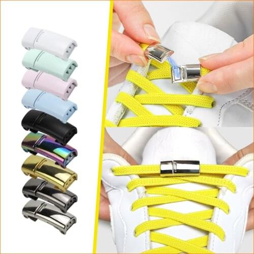 New Magnetic Locks Shoelaces Elastic No Tie Shoe Laces Rainbow Sneakers Shoelace Kids Adult Flat Laces One Size Fits All Shoes