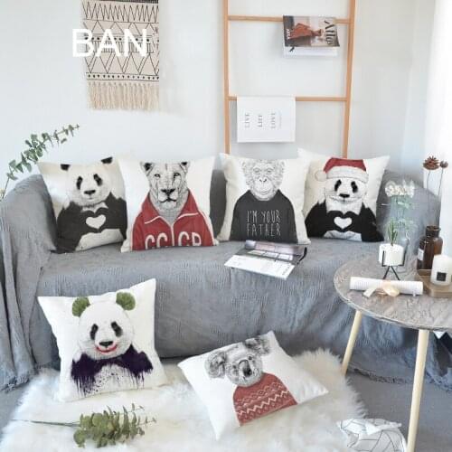 Cute Animal Pillow Cover Funny Pattern Cushion Cover for Living Room Sofa Nordic Decorative Kussenhoes Soft Housse de Coussin