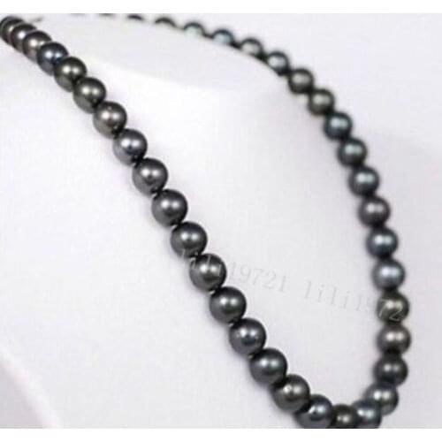 Charming BEAUTIFUL 23" 9-10MM AAA TAHITIAN BLACK PEARL NECKLACE