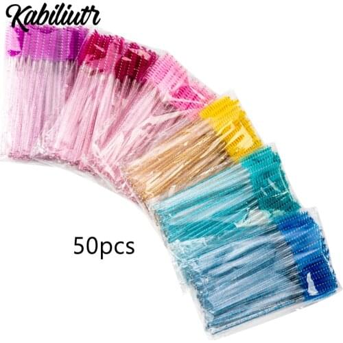 Zwellbe Good Quality Disposable 50 Pcs/Pack Crystal Eyelash Makeup Brush Diamond Handle Mascara Wands Eyelash Extension Tool