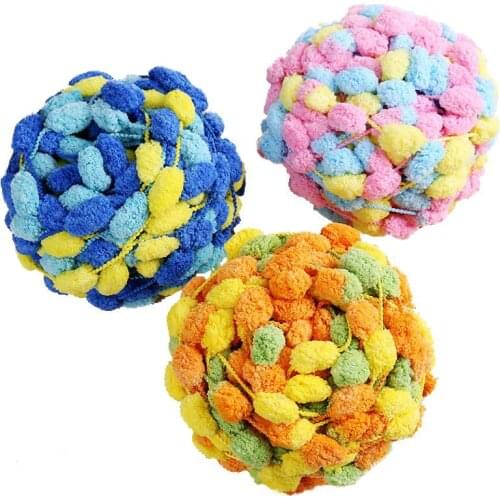Wholesale Thick Woollen Big Soft Rainbow Pom Pom Yarn Hand Knitting Crochet Yarn DIY Blanket Cushion Colorful Pompom Thread FZ27