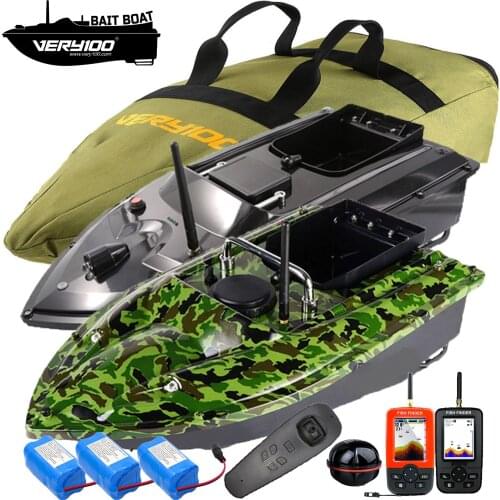 VERY100 500M RC Boat Wireless Fishing Bait Boat One Hand Control Carp Angling 2 Motors Smart Speedboat with GPS Sonar Fishfinder