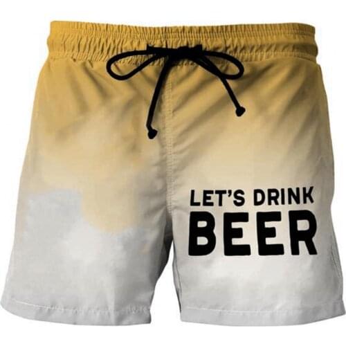 Men Shorts Letters Loose Summer Cartoon Drawstring Short Pants for Beach