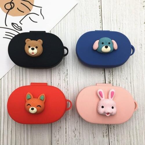 Cartoon Silicone Earphone Case With Hook for Xiaomi Redmi AirDots 1 2 Headphones Cover Bluetooth Wireless Earphone Charging Box