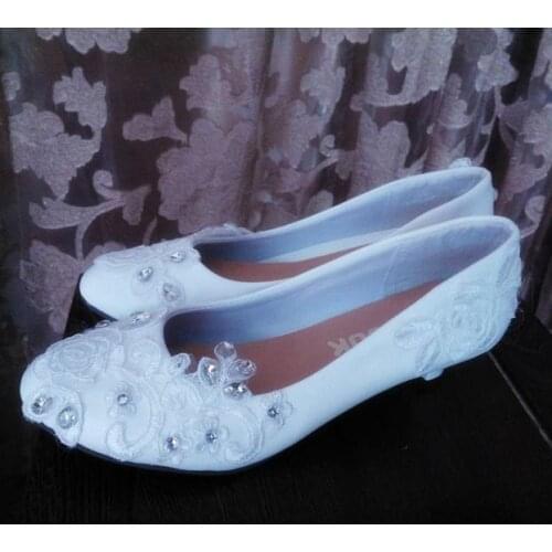 3cm small little heel sexy white laces shoes woman female lady girl party wedding pumps shoes lace with silver rhinestones