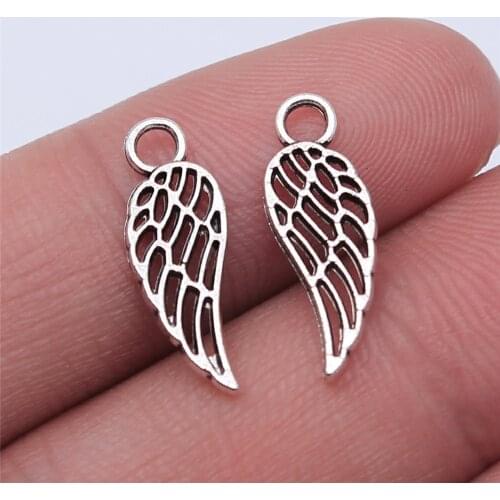 WYSIWYG 40pcs 18x7mm Antique Silver Color Hollow Wings Charms Pendant For Jewelry Making DIY Jewelry Findings