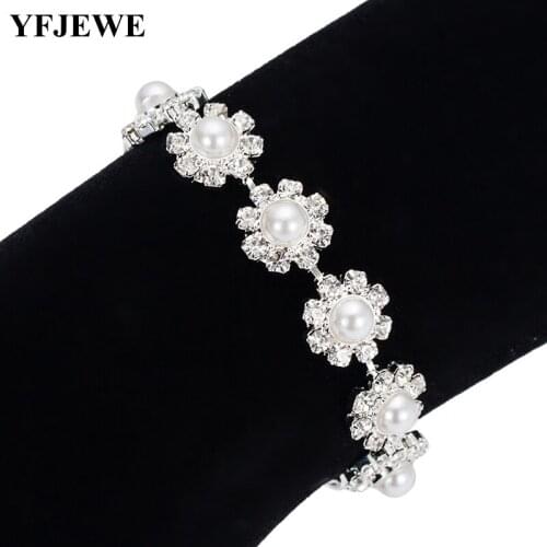 YFJEWE Vinterly Top Quality Crystals Silver-color Beads Bracelet for Women Chain Bracelets & Bangles Wedding Gifts B198
