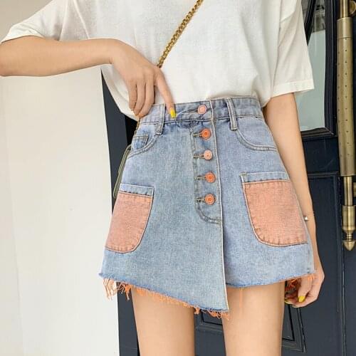 Denim Shorts For Women 2021 Large Size High Waist Patchwork Short Jeans Casual Harajuku Streetwear Summer Bottoms 2134