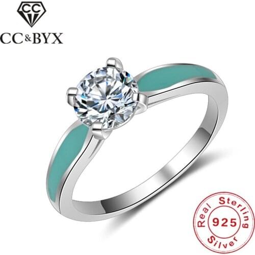 CC S925 Sterling Silver Jewelry Charms Rings For Women 3 Colors Wedding Engagement Ring Original Anel Accessories CC833