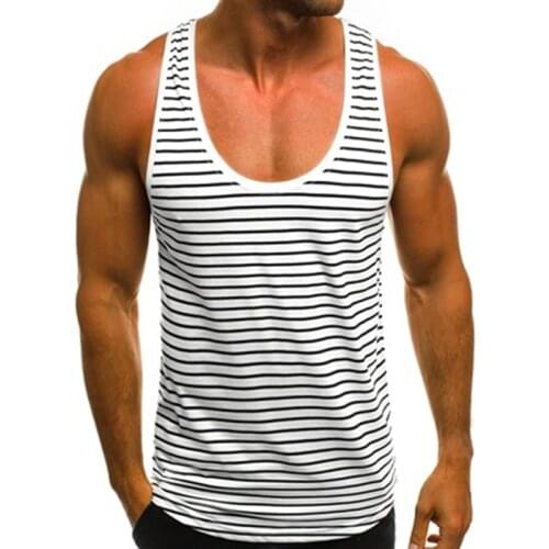 New Bodybuilding Vest Tops Casual Striped Mens Tank Top Fashion Summer Men Loose Men Clothing Ropa Hombre