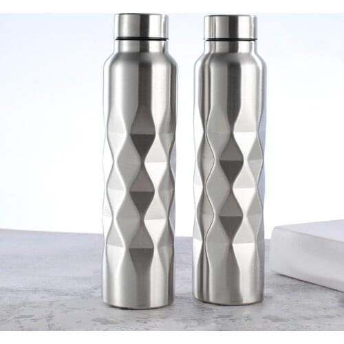 1000ml Rhombus Stainless Steel Water Bottle Large Capacity Water Cup Outdoor Sports Camping Hiking Cycling Water Kettle Cup