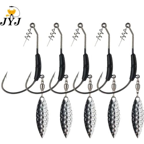 2pcs Offset Fishing Hooks Lead Weighted Crank Hook With Spoon Offset Fishing Hook Fish Hooks Fit for Texas Rigs Fishing Tackle