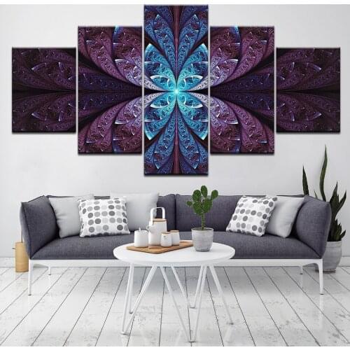 5 panel HD Print Canvas Art Dark Blue Purple Picture Abstract Painting Modern Wall Art Picture For Living Room Home Decor