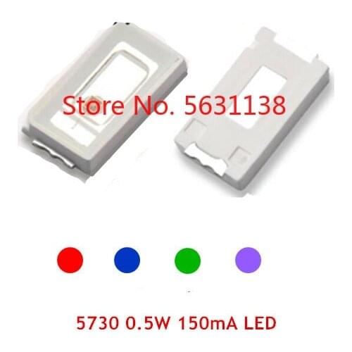 50PCS 5730 0.5W SMD LED RED / BLUE / GREEN / PURPLE / VIOLET 150MA SUPER bright light beads cree led COB chip led power led