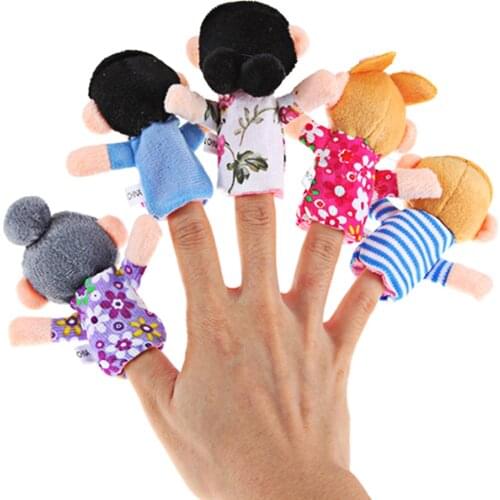 6Pcs Baby Plush Toy Cartoon Animal Family Finger Puppet Role Play Tell Story Cloth Doll Educational Toys For Children Kids Gift