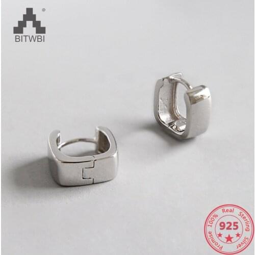 Authentic 925 Sterling Silver Jewelry Square Wide Earring for Women