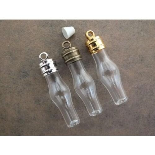 Free ship!! 34x8mm Vase shape mini glass bottle pendant & Lot mixed color can choos cap pendant fashion popular necklace