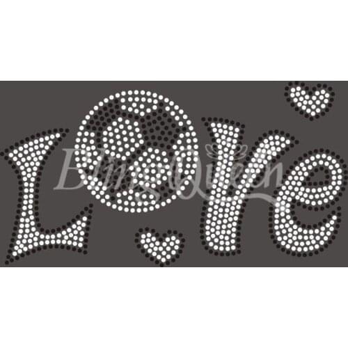 BlingQueen 25PCS/LOT Iron On Rhinestone Appliques Love Soccer Design Custom Orders are welcome