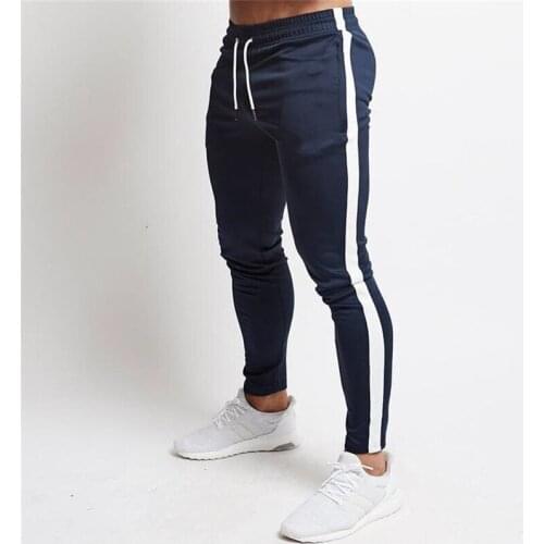 New Fashion Mens Pants Fitness Bodybuilding Jogger Pants Color Matching Slim Fit Sportswear Men Running Workout Sweatpant