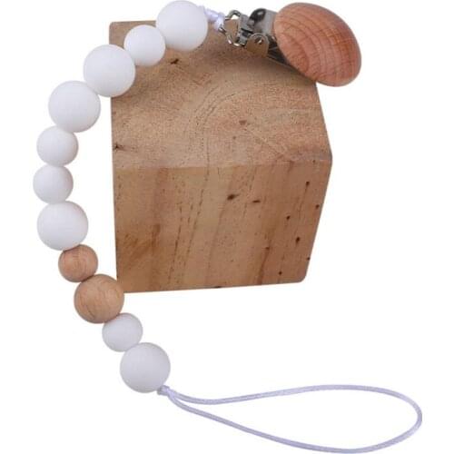 Baby Pacifier Pink Clip Dummy Clip Silicone Bead Chain Non-toxic Infant Soother Nipple Strap Baby Teether Products