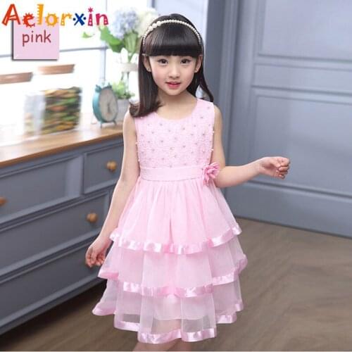 Kids Lace Layered Dresses for Girls Summer Sleeveless Birthday Party Dresses Children Voile Dresses Clothe 5 6 7 8 9 10 12 Years