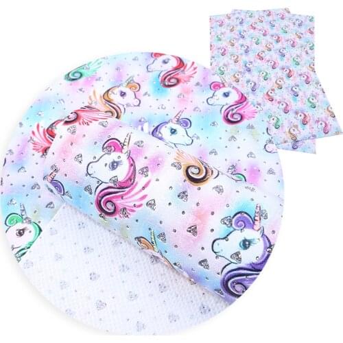 David angie 20*33cm Horse Printed Heart Glitter Faux Synthetic Leather DIY Hairbows Material Bag Garments Craft Gift Sew,1Yc5287