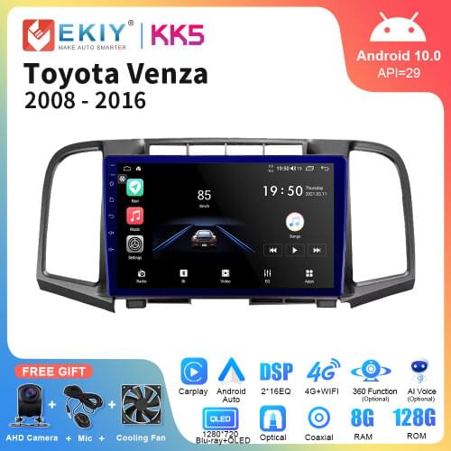 EKIY QLED DSP Android 10.0 Car Radio For Toyota Venza 2008 - 2016 Smart Multimedia Video Player Auto Stereo Navi GPS Head Unit