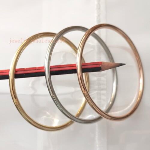 GNAYY 3pcs/set High Quality gold/rose gold stainless steel Solid Round cuff bangle women ladies mens bracelet jewelry