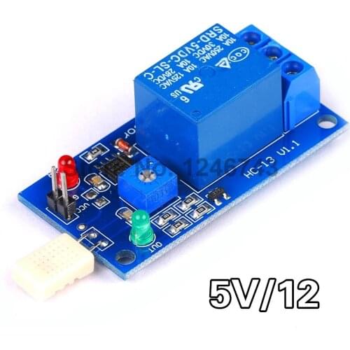 HR202 DC 5V 12V 1 Channal 1CH Humidity Sensor Switch Relay Module Control Board Humidity Sensor Module for Arduino
