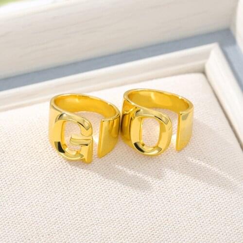 Personality Opening Letter Ring Initials Name Alphabet Female Party Charm Gold Filled Engagement Ring Wedding jewelry