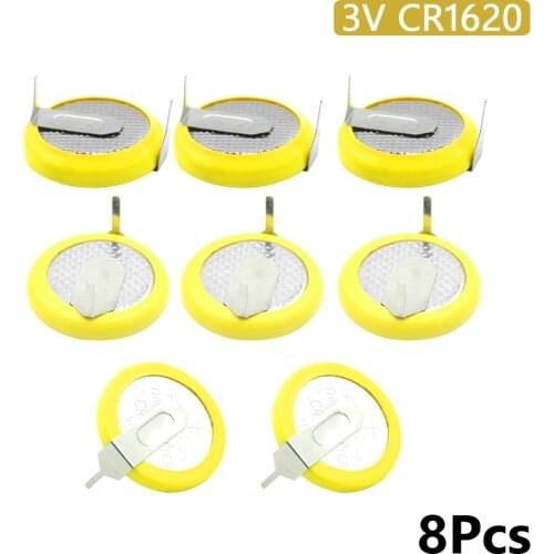 YCDC 8Pcs/lot CR1620 3V Button Battery With 2 Pins For E-dictionary Medical Device Scale Soldering Pins Coin Cell Batteries