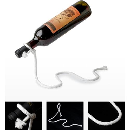 Creative Craft Chain Magic Wine Rack 3D Suspended Alcohol Bottle Holder White Rope Wine Bottle Holder Home Kitchen Bar Tools