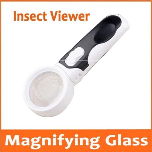 10X Educational Gift LED Children Insect Viewer Handheld Reading Magnifier Magnifying Glass Loupe 10 Times Lamps for Old Man
