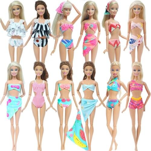 Fashion Mix Style Swimsuit Summer Swimwear Beach Bathing Bikini Set Outfit Accessories Clothes for Barbie Doll Baby DIY Toy