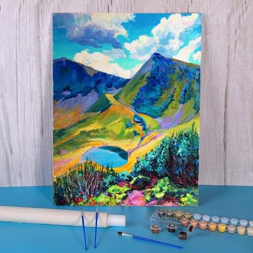 Landscape Lake Vorozheska Coloring By Numbers Painting Set Acrylic Paints 50*70 Boards By Numbers Handmade For Adults For Art