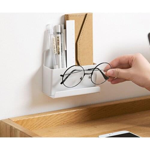 White Phone Holder Wall Mounted Storage Orgainzer Holder Mobile Phone Holder Stand Storage Container Remote Air Conditioner Case