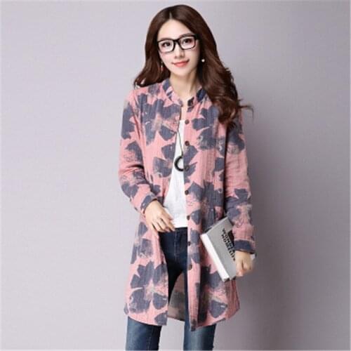 New Fashion Autumn Style Cotton Linen Women Blouses Long Sleeve Vintage Print Casual Blusas Femininas Shirt 2018 Long Tunic Tops