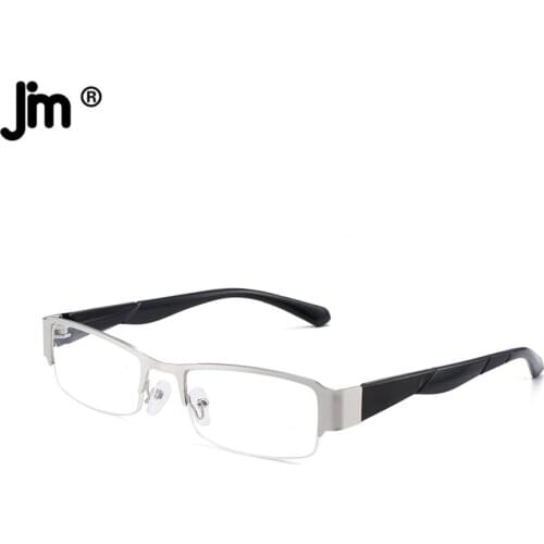 JM Spring Hinge Semi-rimless Reading Glasses for Women Men Square LH0014