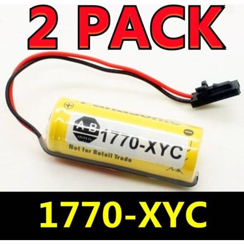 Original 2 PACK A-B 1770-XYC 3V 1800mAh CNC PLC Lithium Industrial CPU Battery With Plug (NEW DATE)