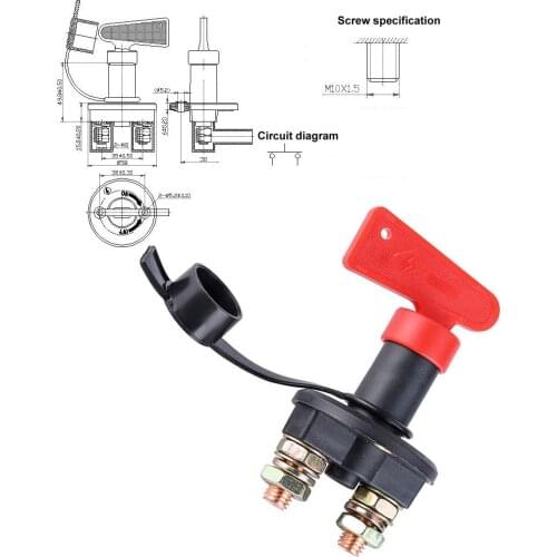 12V 24V Red Key Cut Off Battery Main Kill Switch Vehicle Car Modified Isolator Disconnector Car Power Switch for Auto truck boat