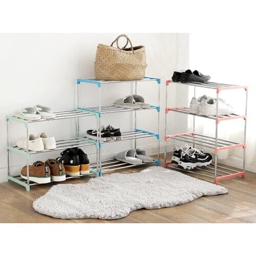 Stainless Steel Easy Assemble Storage Shoe Cabinet Simple Multi Layer Shoe Rack Home Organizer Accessories Shoe Rack Hanger