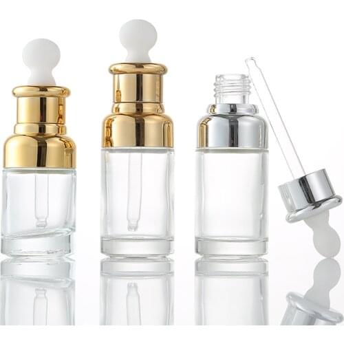 20ml 30ml 50ml bottle Dropper Empty glass Aluminum Dropper Oil Essential Bottle In Refillable Drop Liquid Pipette Bottles