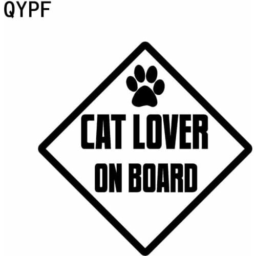 QYPF 12CM*12CM CAT LOVER ON BOARD Vinyl Car Motorcycle Sticker Decal Black Silver C14-0269