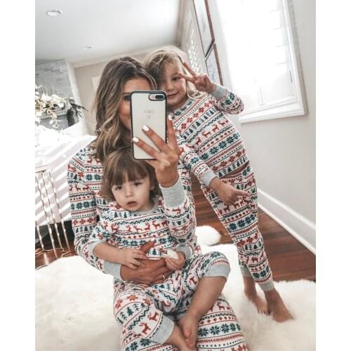 Christmas Family Look Pajamas Set Striped Elk Casual Family Matching Outfit Winter Nightwear Sleepwear Cute Pjs Set